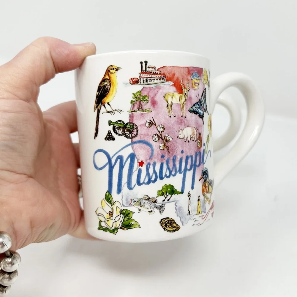 SET OF 2 ROSANNE BECK MISSISSIPPI STATE MUGS‎ BY BOSTON INTERNATIONAL